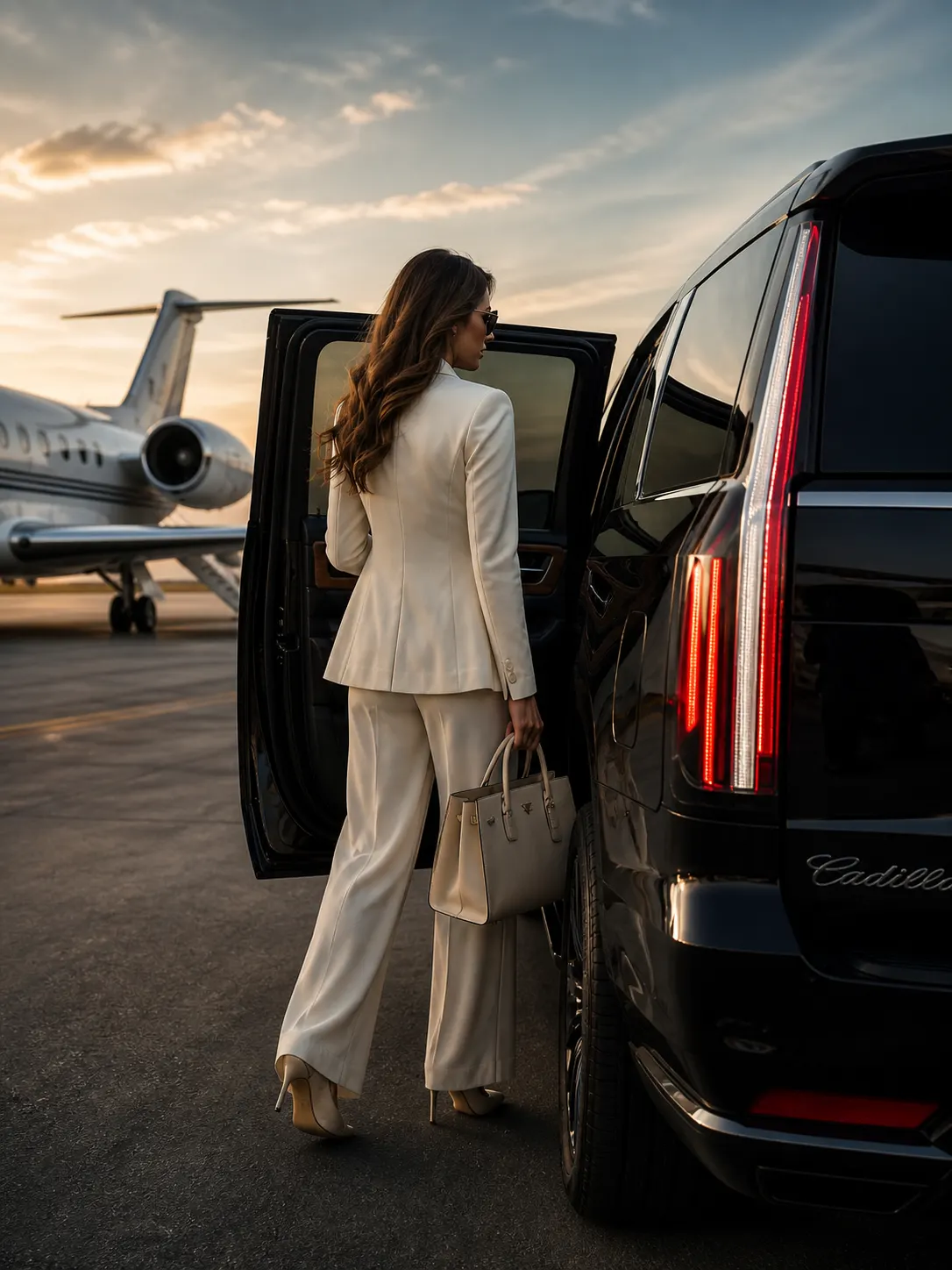 Luxury SUV private jet pickup San Diego
