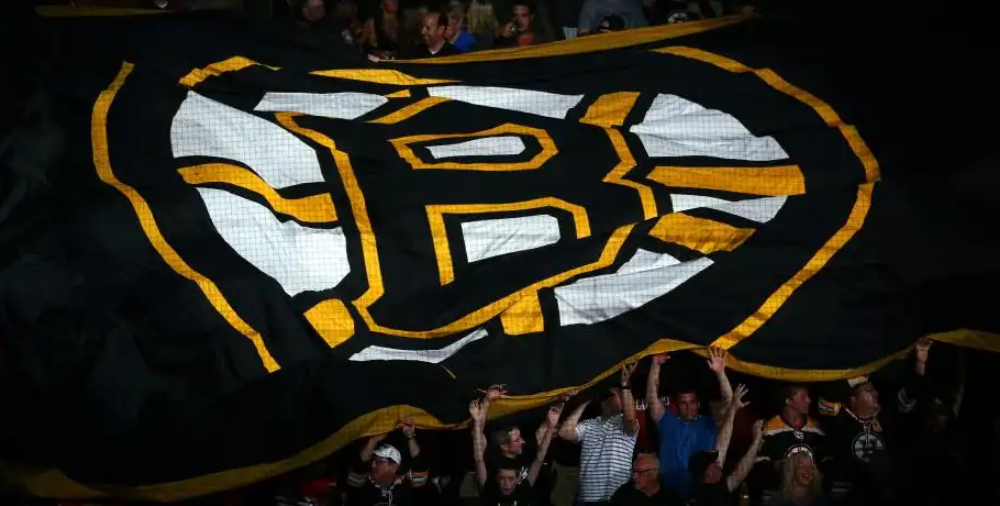 Boston Bruins NHL game with players on ice at TD Garden