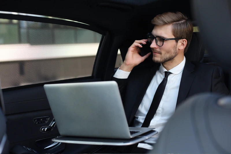 Executive corporate transportation Los Angeles in black car for business travel