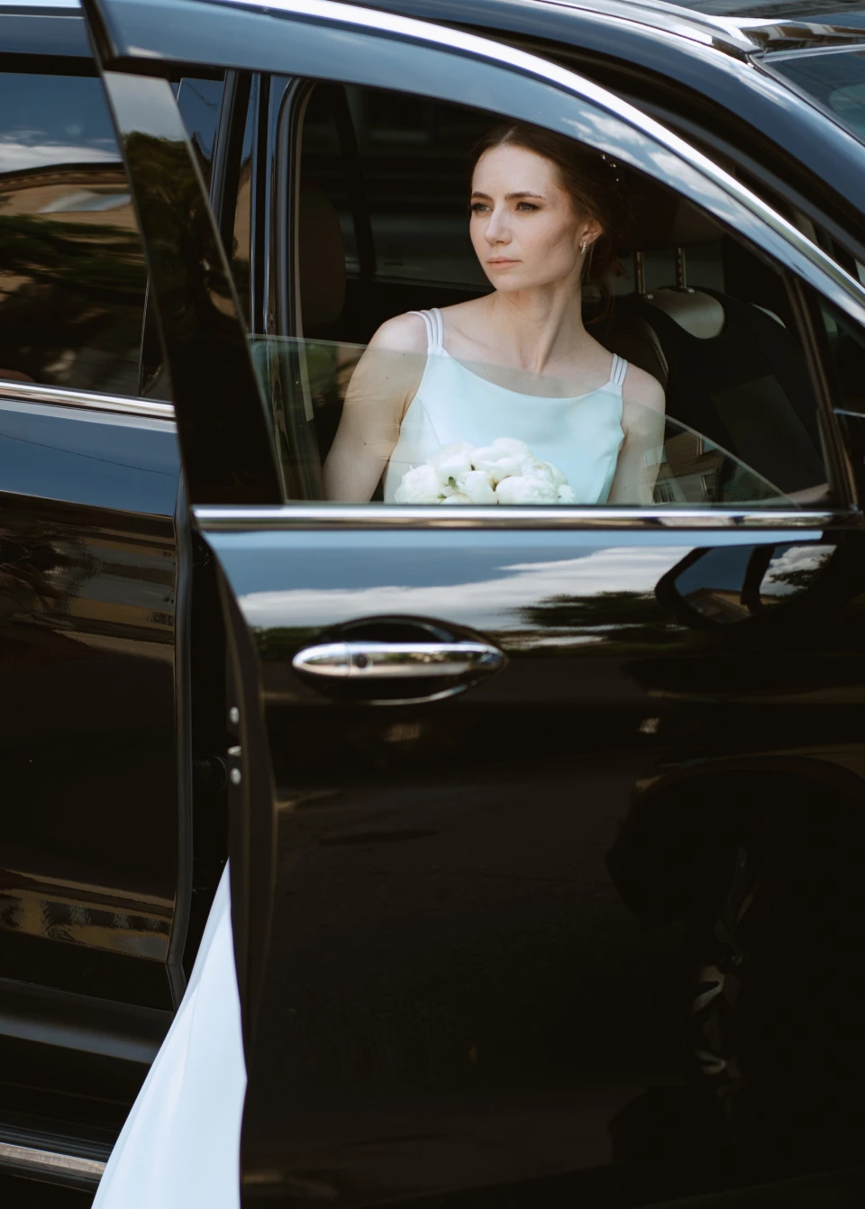 Interior of wedding limousine Los Angeles