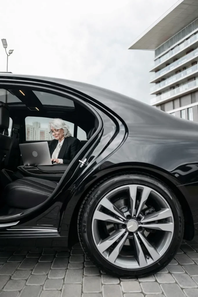 Luxury black car service in Boston with professional chauffeur